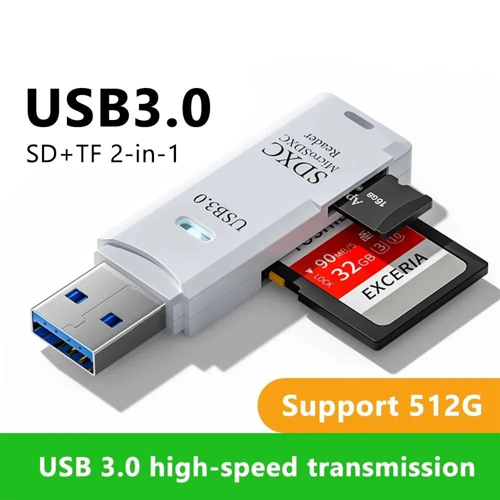 2-in-1 USB 3.0 Micro SD & TF Card Reader Adapter for PC USB Card Reader Zpaxo