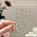 1/4 Sheets 3D Rose Gold Flower Nail Art Stickers Ultra-thin Self-Adhesive High Quality New Gold DIY Decals Manicure Decoration Zpaxo 2674-Gold