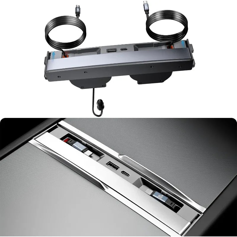 Tesla Model Y & Model 3 Retractable USB Hub – 65W Fast Charge