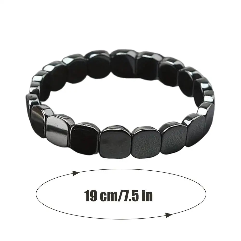 Magnetic Hematite Bracelet Men Natural Stone Bead Adjustable Therapy