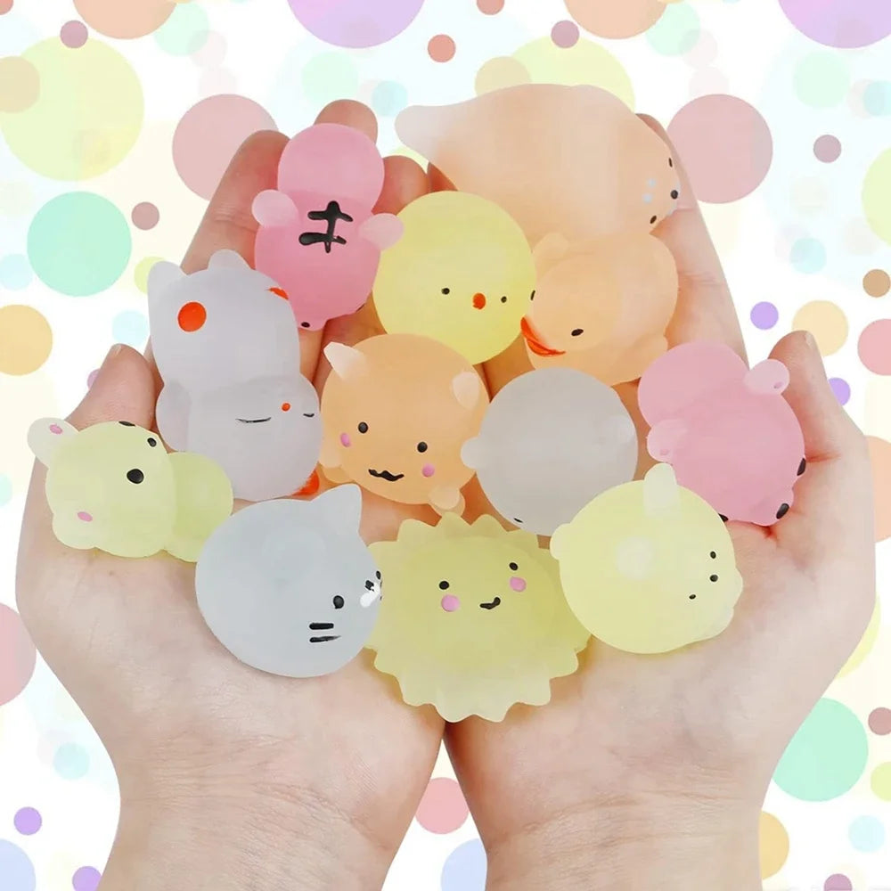 12 Kids Animals Toys Glow Dark Party Favors Stress Relief Squishy