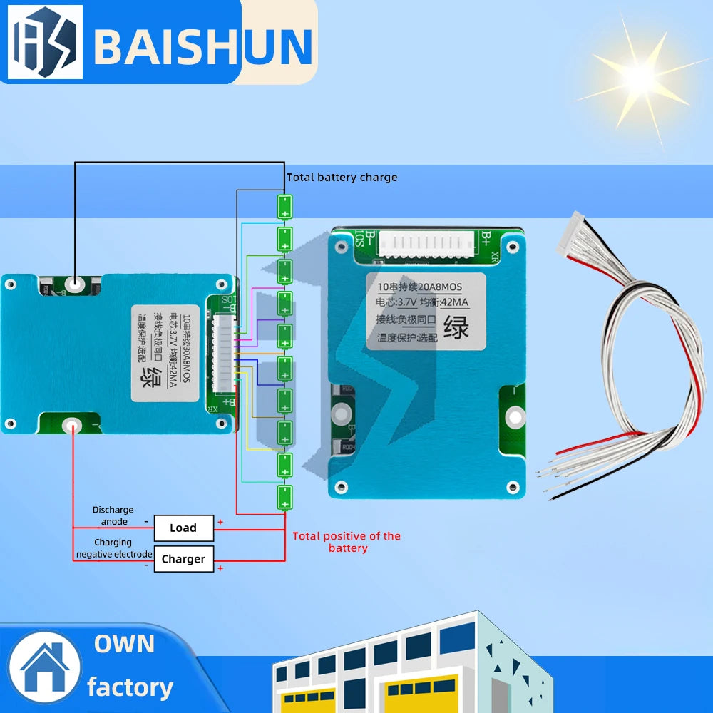 10S 36V Lithium Battery BMS Board 20A 30A Integrated Balance Zpaxo