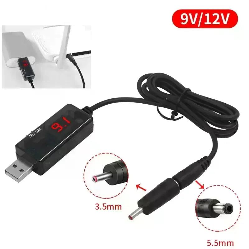 USB Boost Converter DC 5V To 9V 12V USB Step-up Converter Cable + 3.5x1.35mm Connecter For Power Supply/Charger/Power Converter Zpaxo