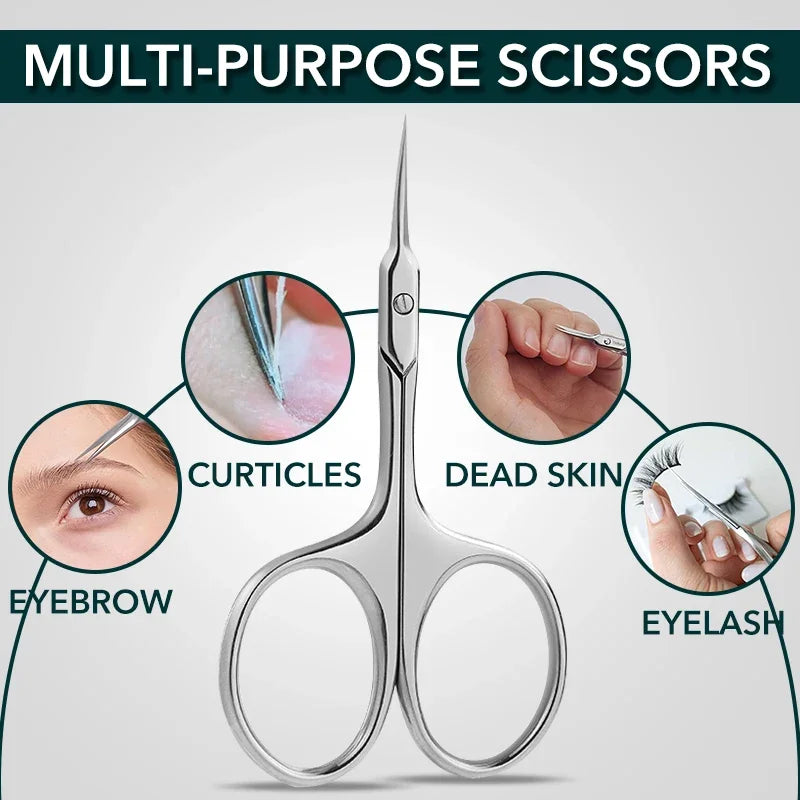 Compact Size Stainless Steel Cuticle Scissors - Curved Blade Nail Manicure Tool for Eyebrow Eyelash Dry Skin Multi-purpose Zpaxo
