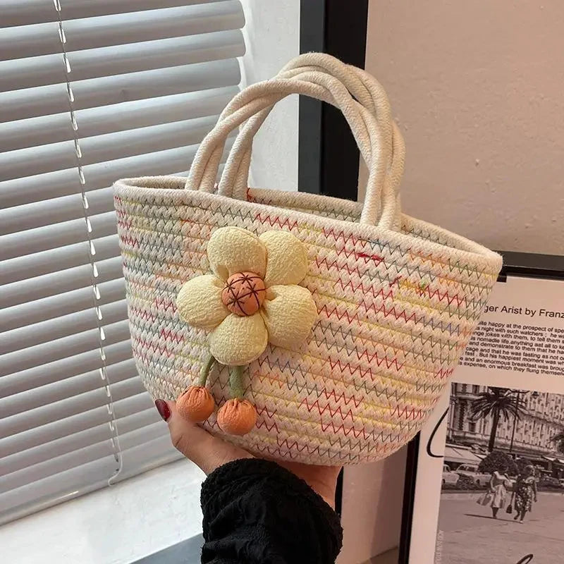 Wickerwork Tote Bag Women Hand Niche Design Casual Woven Rope Handbag Zpaxo