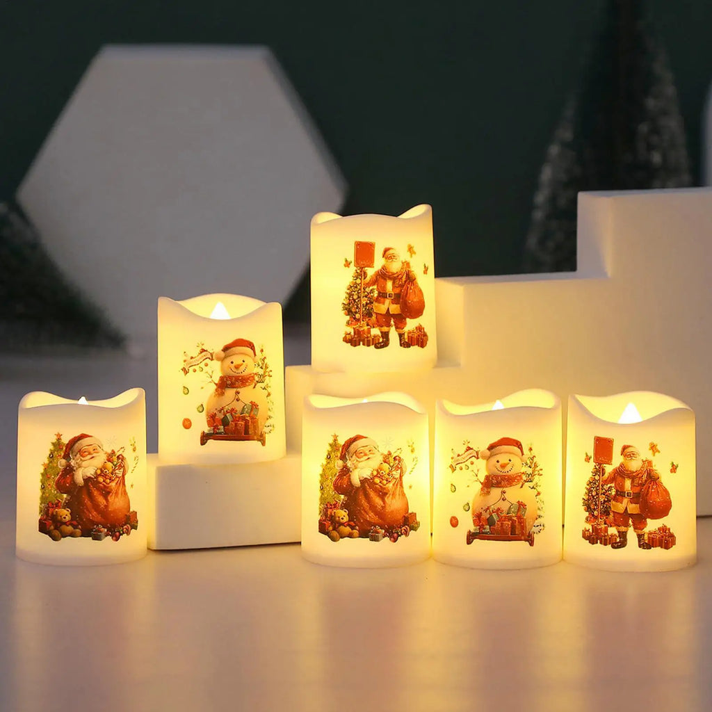LED Christmas Candles Flameless Santa Claus Snowman Electronic Candle