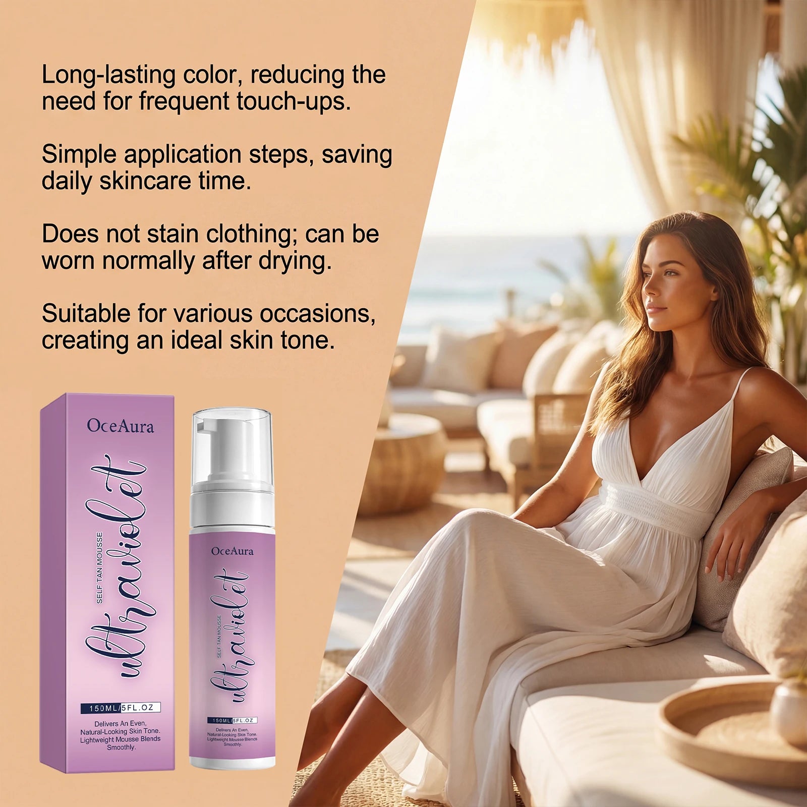 OceAura Self Tan Mousse – Sunless Tanning Foam for Body Self Tanning Mousse Zpaxo