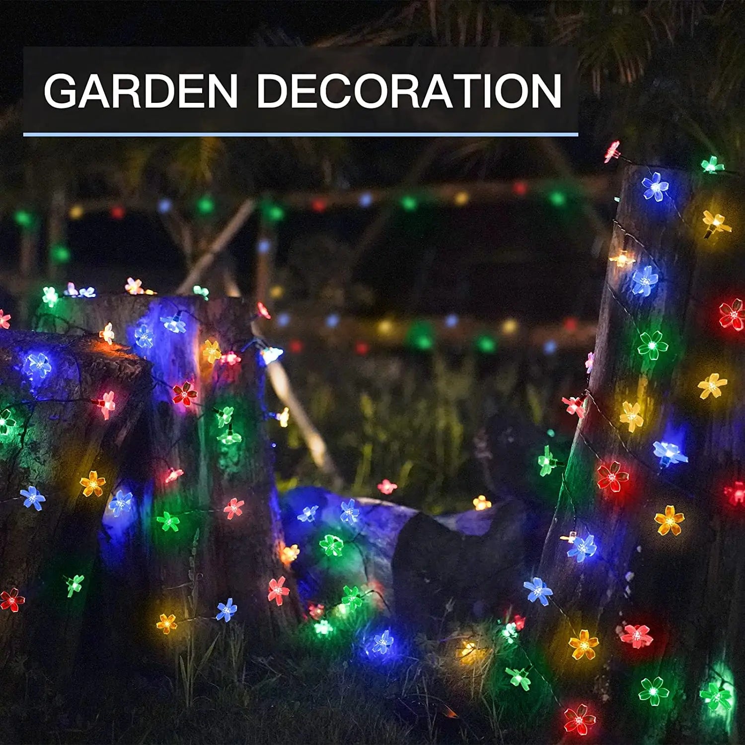 Solar Peach Flower String Light Outdoor Waterproof 60 LED Fairy Lamp Zpaxo