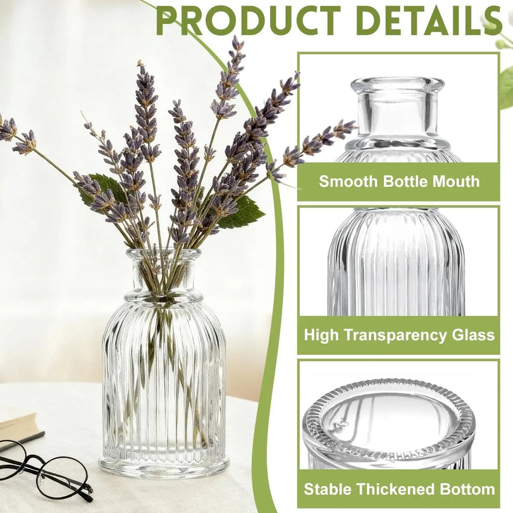 Clear Glass Mini Bottles – Reed Diffuser & Bud Vase Set 2/4/6 PCS