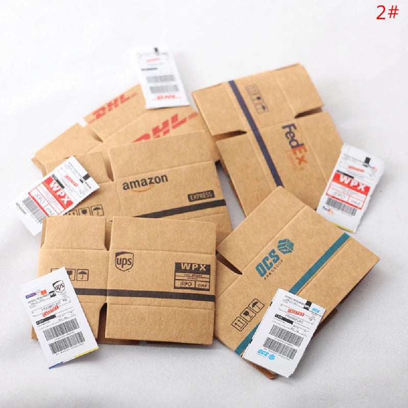▶5Pcs/set Mini Carton Express Carton 1:12 Dollhouse Miniature Express Box Decor Toy Zpaxo 5Pcs B