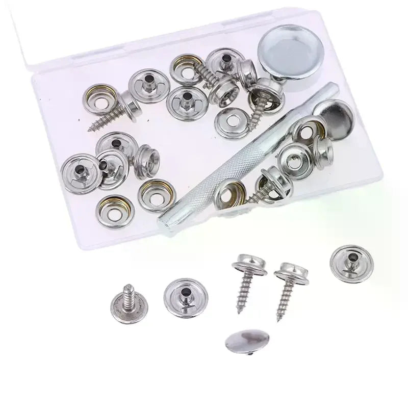 Silver Metal Snap Fastener Screws Nails Set For Tent Boat Yacht Marine Canvas Cover Craft Bags Wallet Fasteners Parts Zpaxo