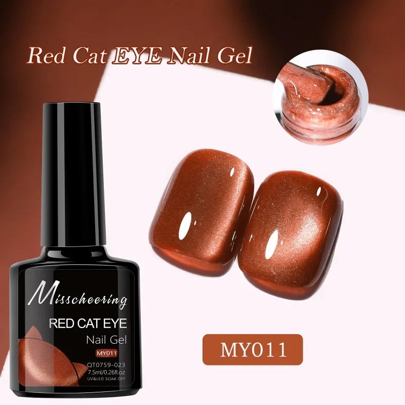 Red Ruby Cat Eye Magnetic Gel Nail Polish Cherry Art DIY Sparking Zpaxo 11