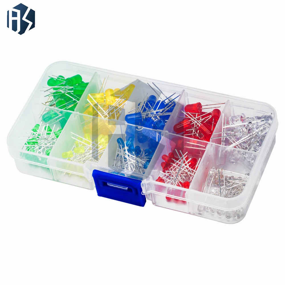 RGBYW Mixed Professional LEDs (200pcs) – 3mm/5mm 2-3.5V 20mA, Stackable Storage Box Included Zpaxo