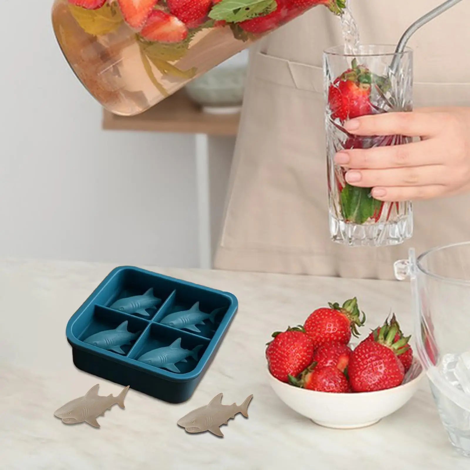 3D Shark Whiskey Ice Mold Cute Easy Release Silicone Tray Shaper