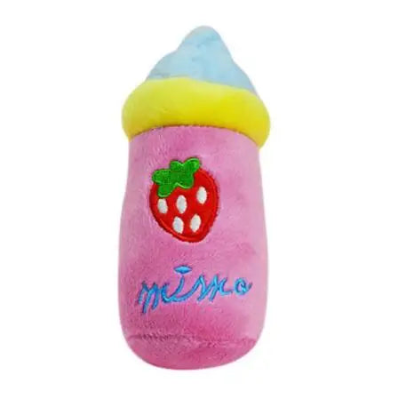 Bite Resistant Plush Squeaky Fruit Dog Toy Durable Chew Small Medium Zpaxo pink