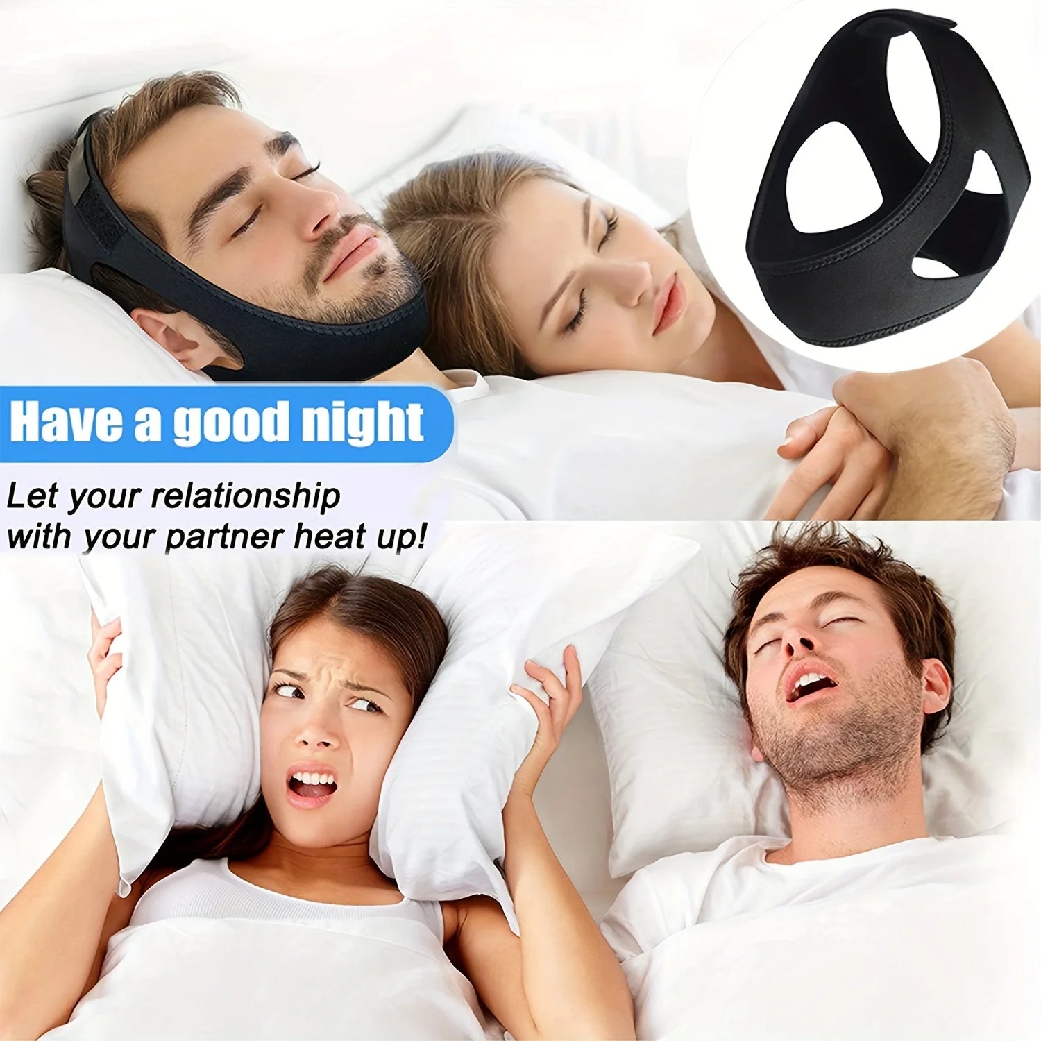 Neoprene Anti Snoring Chin Strap Stop Snore Jaw Belt Stopper Sleep