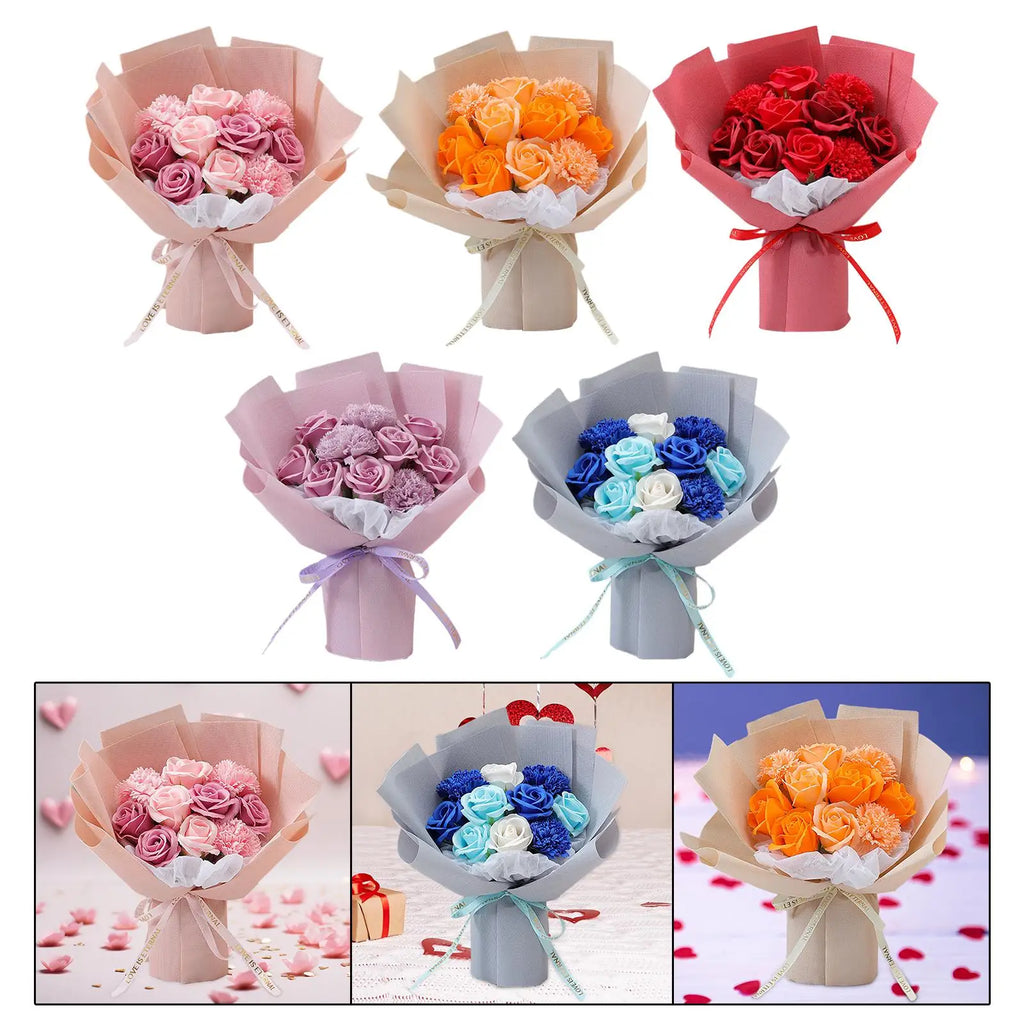 Rose Bouquet Soap Flower Message Card Tote Bag Engagement Valentines Zpaxo