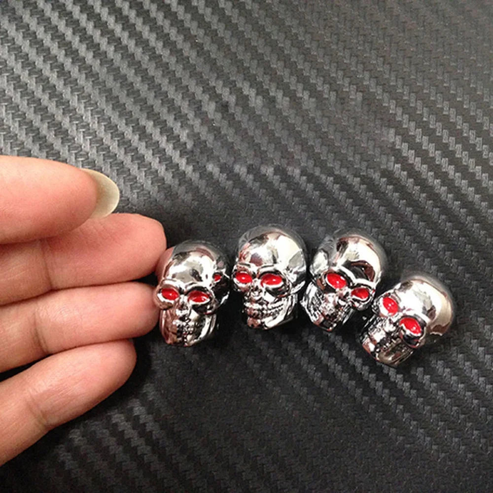 Skull Tire Valve Stem Caps – 4-Pack ABS for Cars & Bikes