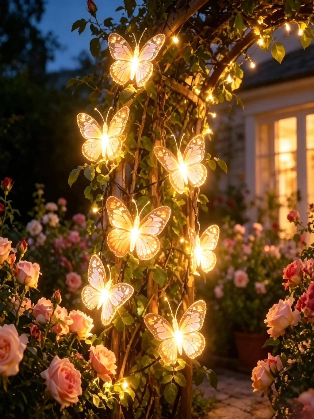 Solar-powered Butterfly String Lights Realistic Outdoor Garden