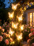 Solar-powered Butterfly String Lights Realistic Outdoor Garden