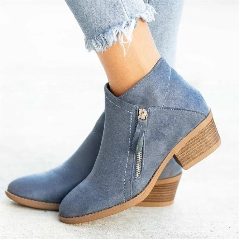 Women Boots Low Heel Low Tube Student College Style Women Shoes Autumn/winter Side Ankle Boots Female Comfortable Outdoor Shoes Zpaxo