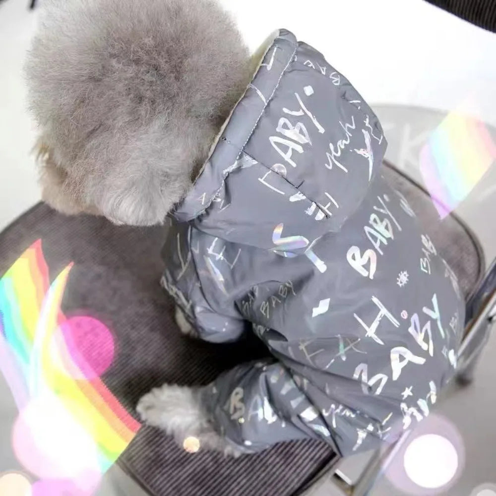 Waterproof Winter Dog Jumpsuit – Fleece Hoodie Coat S–XXL Dog Winter Jacket Zpaxo Grey XXL-6.5-7.75kg-