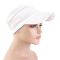 Simple Solid Color Headwraps Hat Wide Brim Casual Sun Hat Baseball Hijab Cap Women Zpaxo White