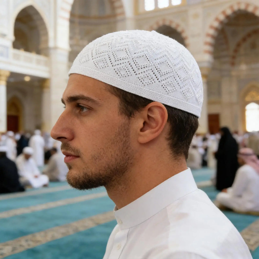 Kufi Hat Elastic Breathable Stretchable Soft Embroidery Cap Crochet