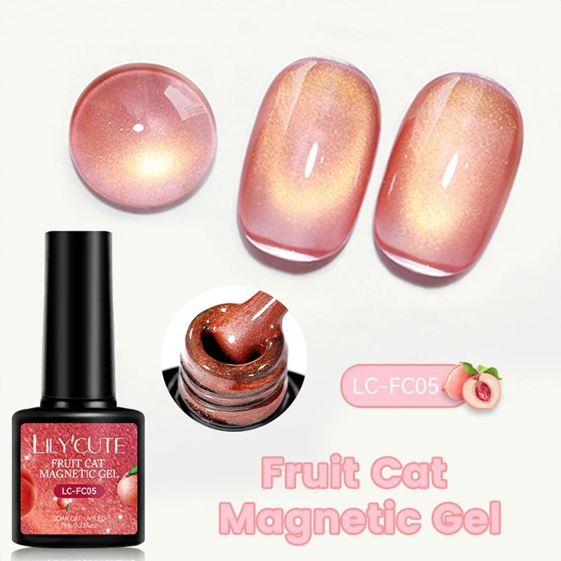 Fruit Cat Magnetic Nail Gel Polish Semi Soak Off Colorful Glass Bead