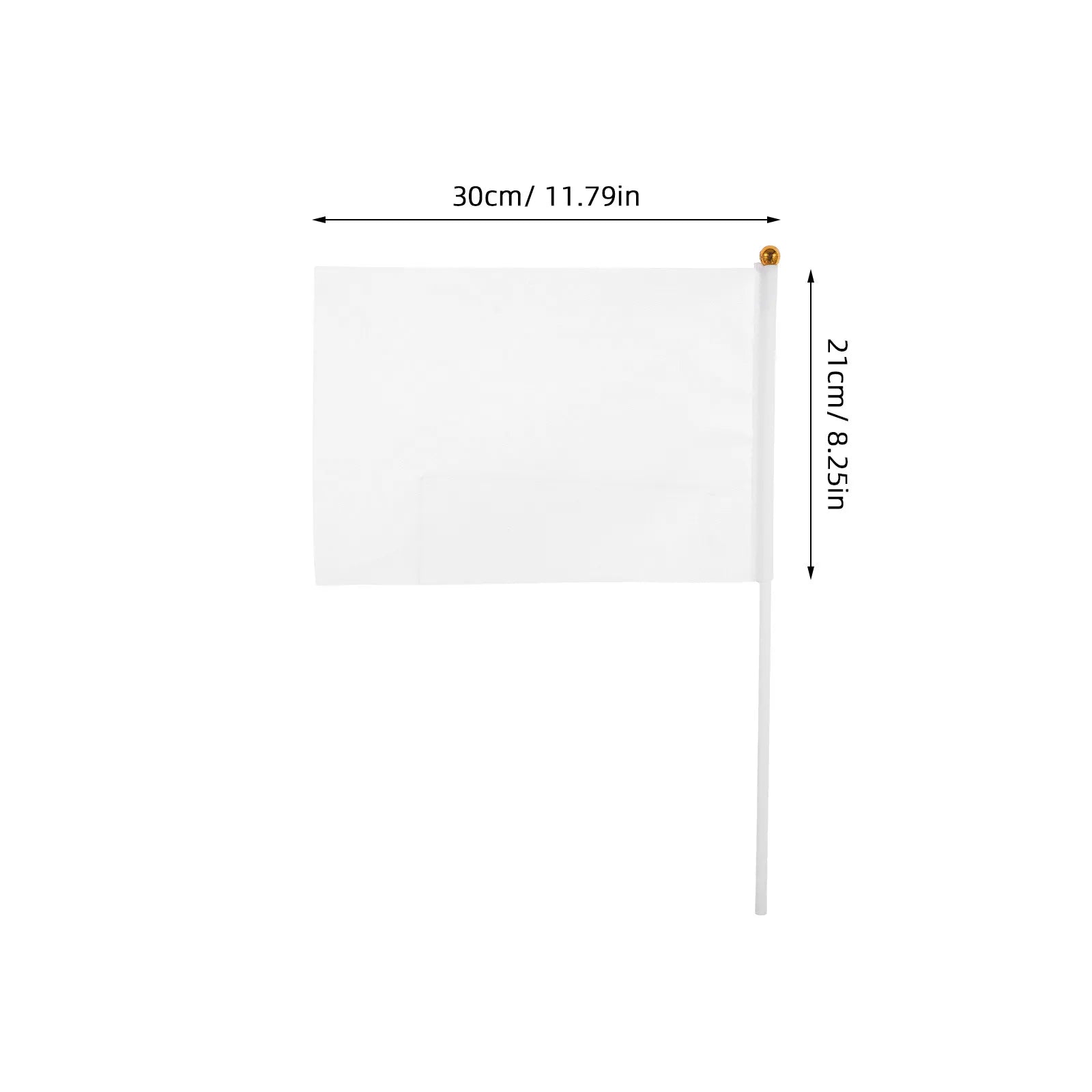 White Mini Flags Sticks Lightweight Polyester Handheld Waving Party