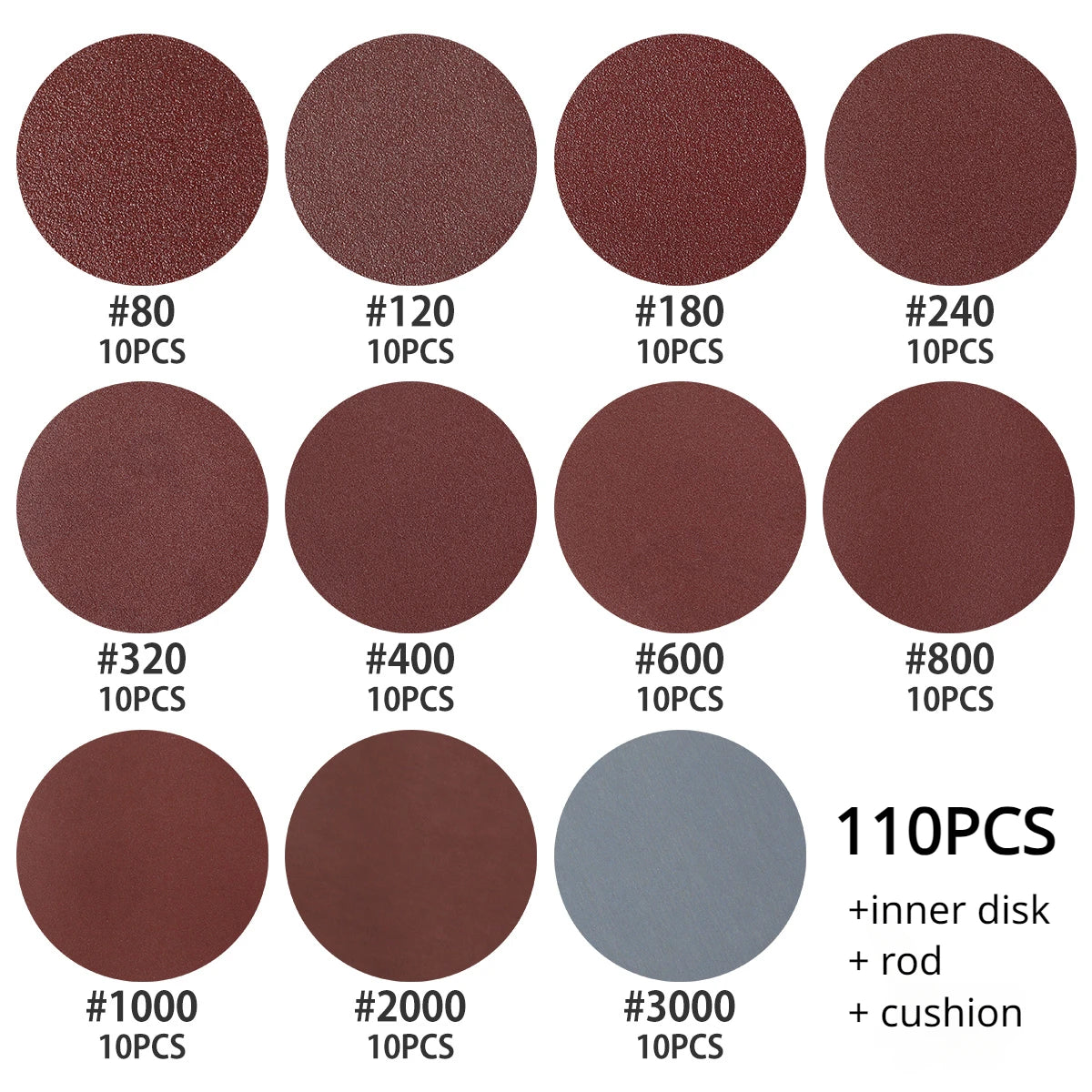 110/120Pcs Sanding Disc 2 Inch Round Sanding Sheet Sanding Pads Paper Drill Grinder Rotary Tools 60-3000 Grit for Metal WoodWork Zpaxo