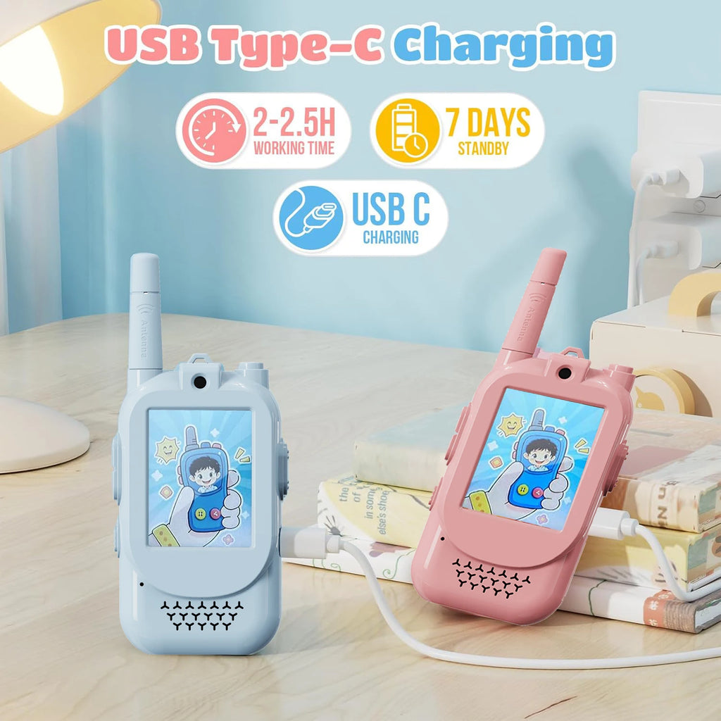 Children Kids Video Walkie Talkie Toys Outdoor 2 Pack Rechargeable Toddler Parent-Child Intercom With HD Camera For Boys & Girls Zpaxo