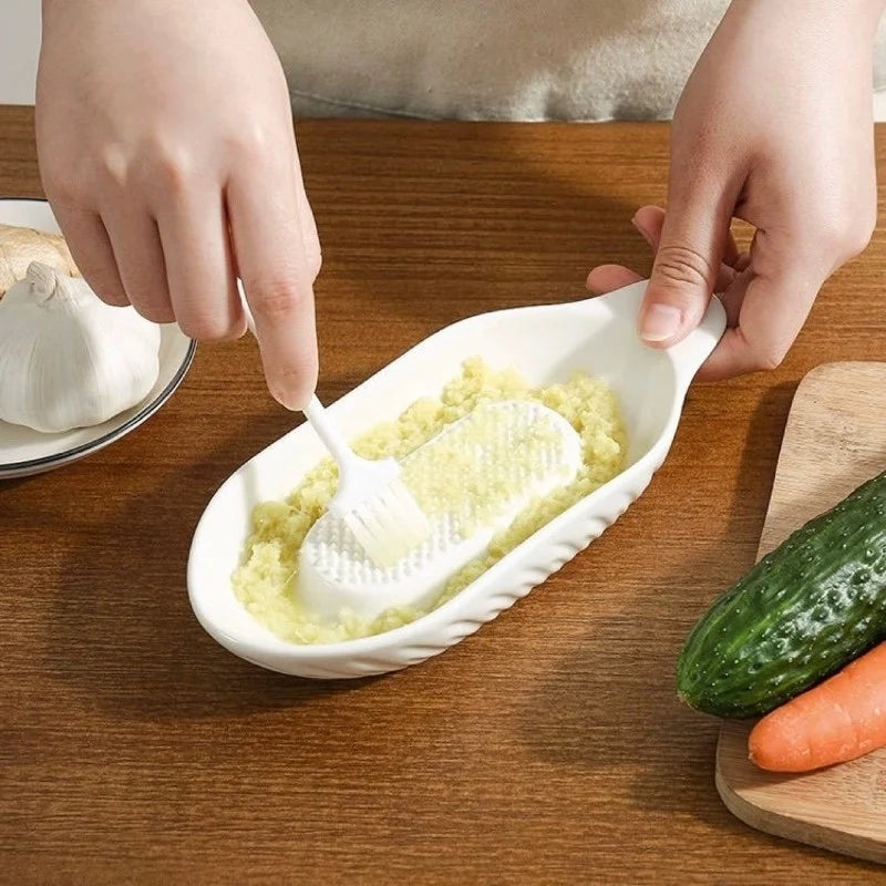 New Ceramic Ginger Grater Tool Hand Grinder Garlic Masher Portable Carrot Ginger Grinding Kitchen Tool With Brush Kitchen Tools Zpaxo