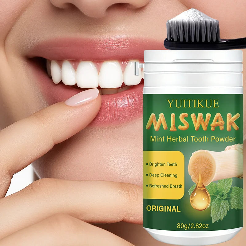 Miswak Mint Herbal Tooth Powder – Natural Whitening & Fresh Breath Herbal Tooth Powder Zpaxo