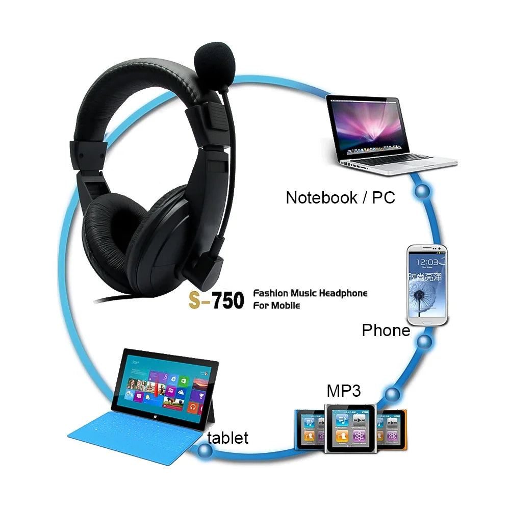 KEBIDUMEI Wired Headsets Over-ear Headphones Mic Noise Cancelling