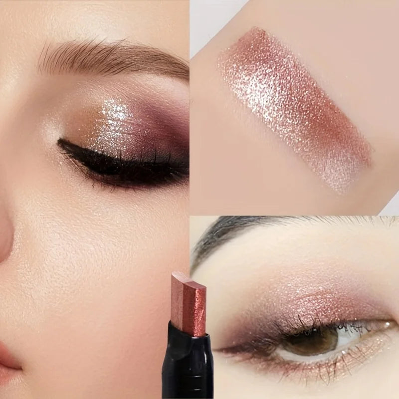 Glitter Double Color Gradient Eyeshadow Stick Pencil Two Tone Shimmer Metallic Lazy Eye Shadow Pen Waterproof 2 in 1 Eye Makeup Zpaxo