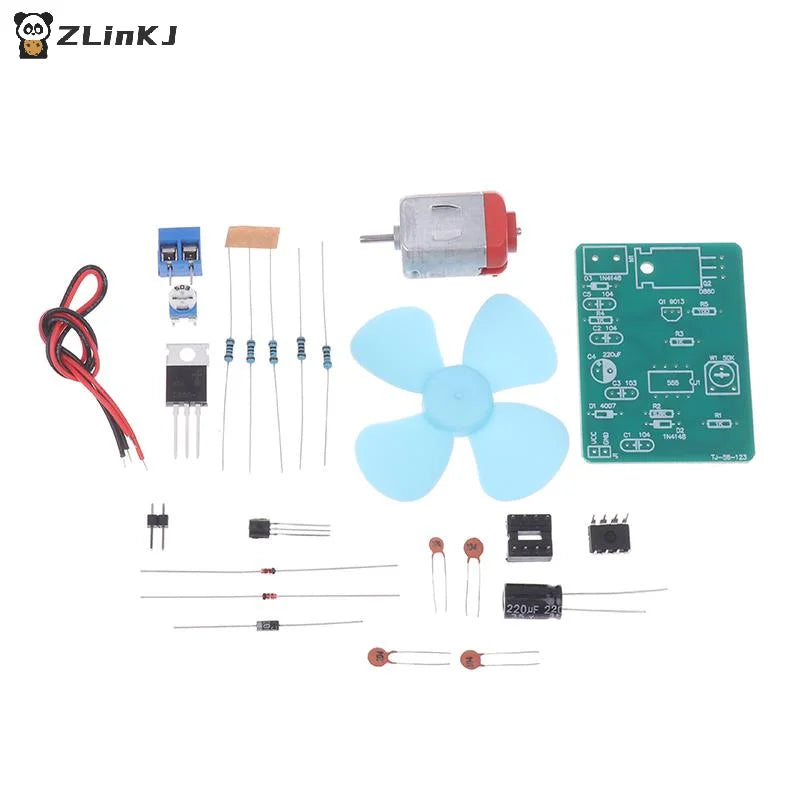 ▶NE555 DIY Electric Fan Kit DC 4.5V Motor Pulse Width Speed Controller DIY Electronic Soldering Practice Electronics Training Zpaxo