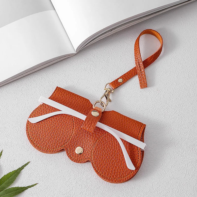 Cute PU Glasses Case Portable Eyewear Bag Snap Closure Zpaxo Orange