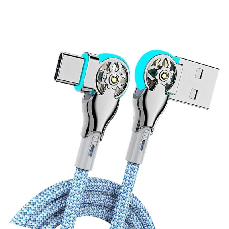 Y1UB Ergonomic 180 Degree Angled Braided USB C Charging Cable