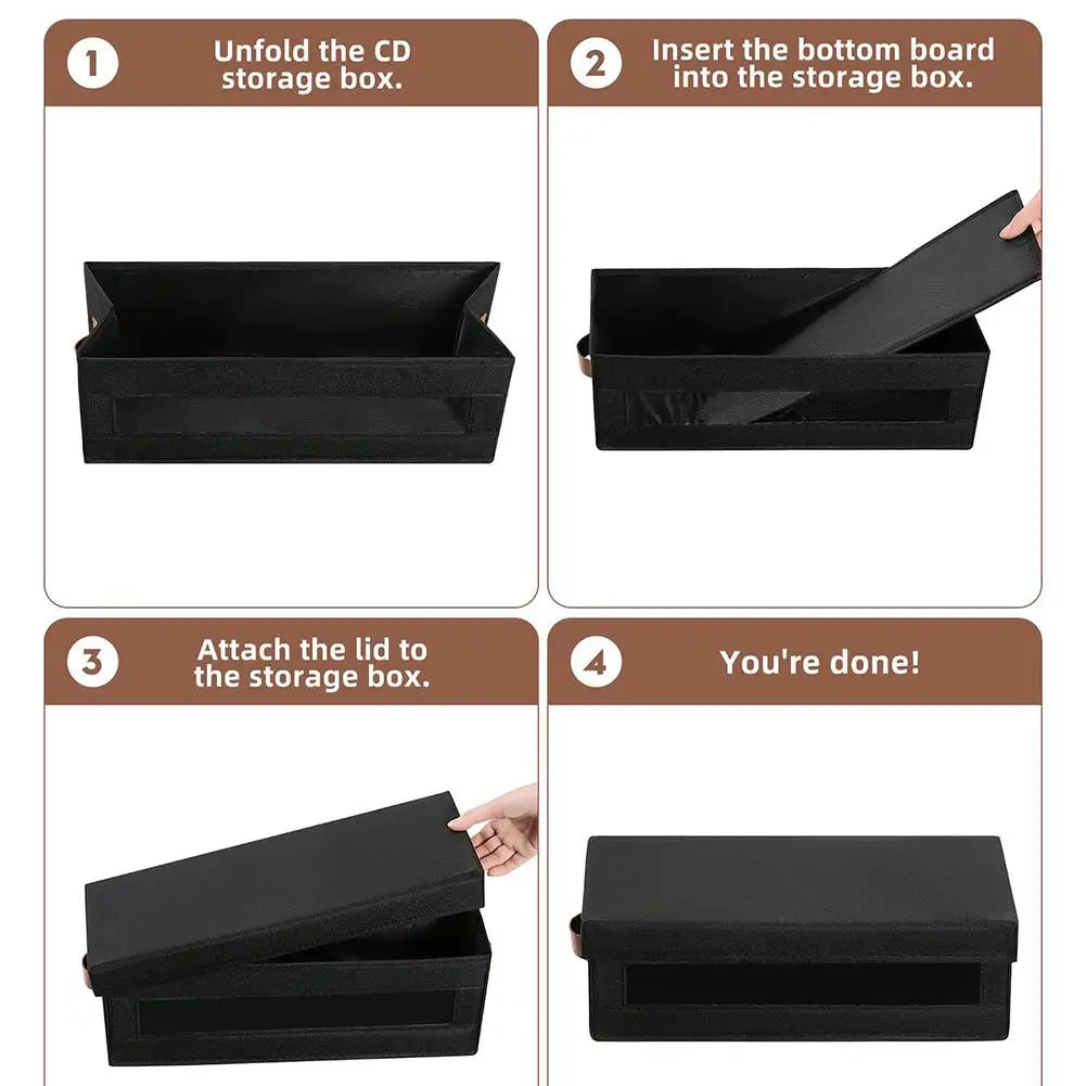 Large Capacity CD DVD Storage Box | Foldable Oxford Fabric Organizer CD DVD Storage Box Zpaxo