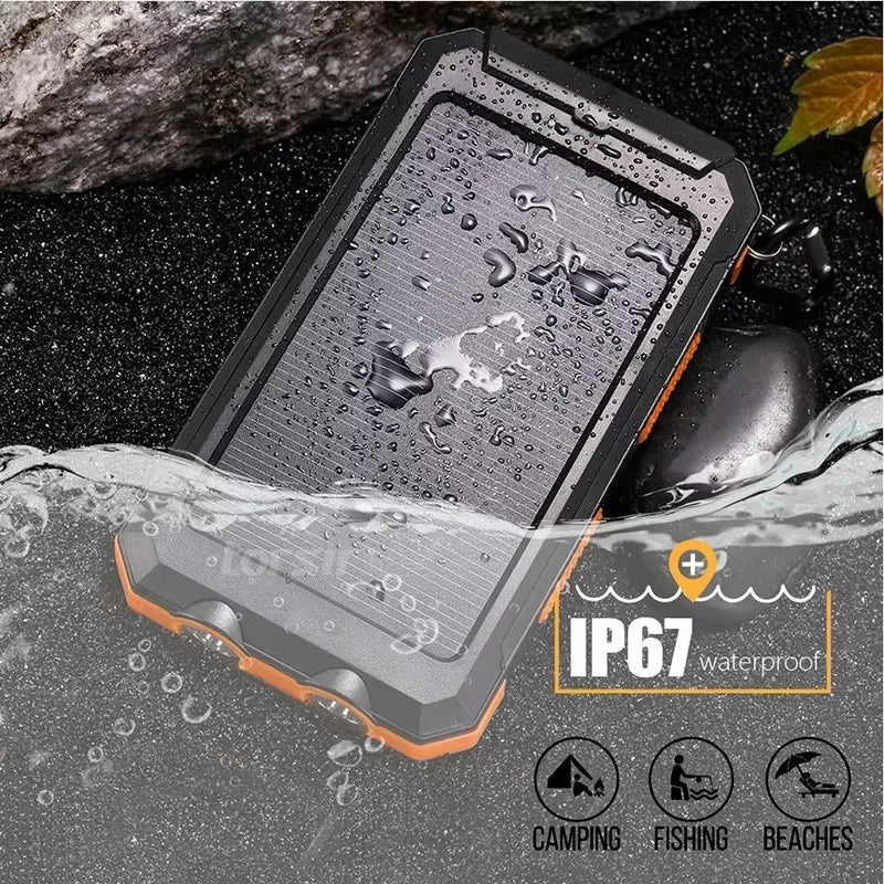 Solar Power Bank 80000mAh Portable Power Bank External Battery Fast Charging Strong Light LDE Light for All Smartphones Zpaxo
