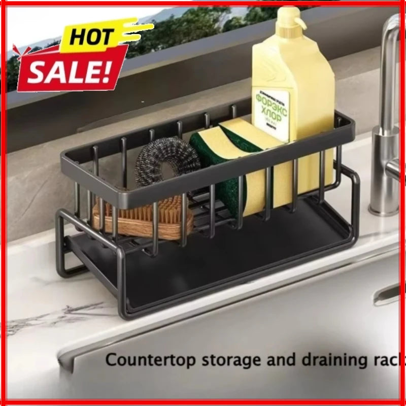 Sponge Holder for Kitchen Sink, Auto Draining Kitchen Sink Organizer, Sink Caddy with Removable Brush Holder Zpaxo