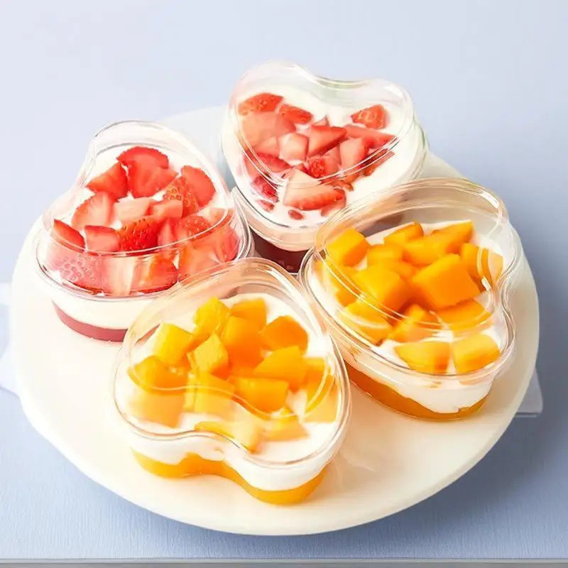 10 20 Disposable Transparent Plastic Mousse Cup Mini Heart Shaped Zpaxo