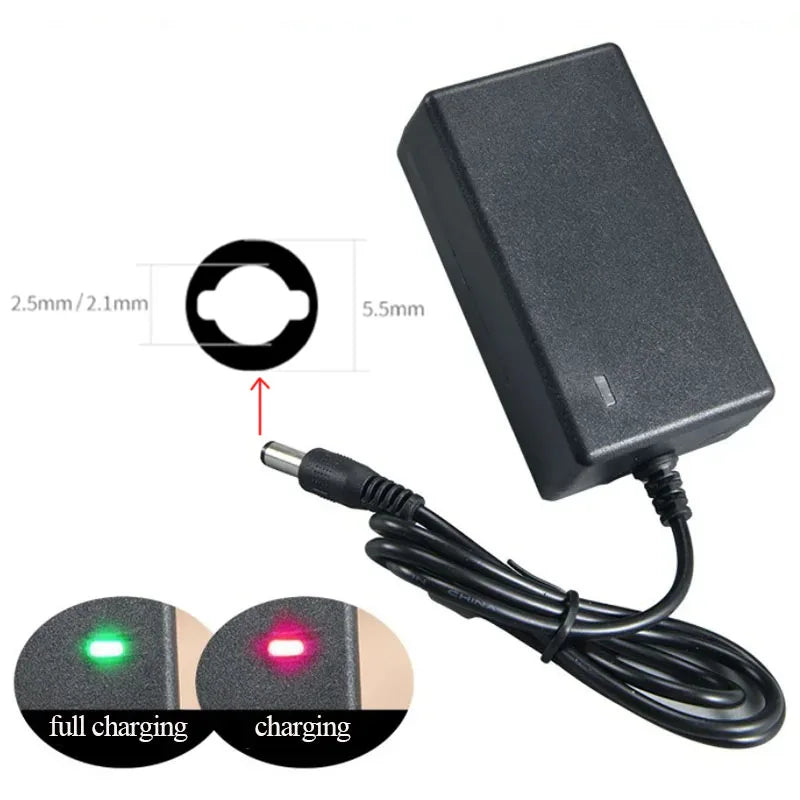 12.6V 2A 21V 1A 18650 Lithium Battery Charger For 12V 18V Screwdriver Wrench Li-ion Battery Pack DC 5.5mm * 2.1mm 2.5mm Input Zpaxo