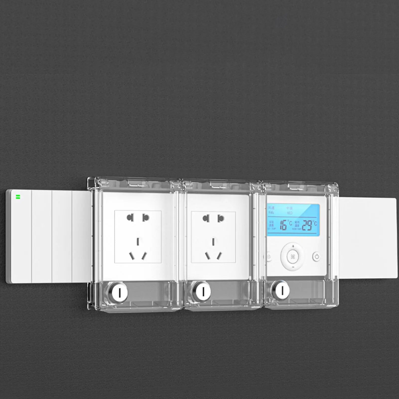 Switches Guard Cover Transparent Childproof Central Air Conditioning Controller Protector Splash Guard for Central Air Zpaxo
