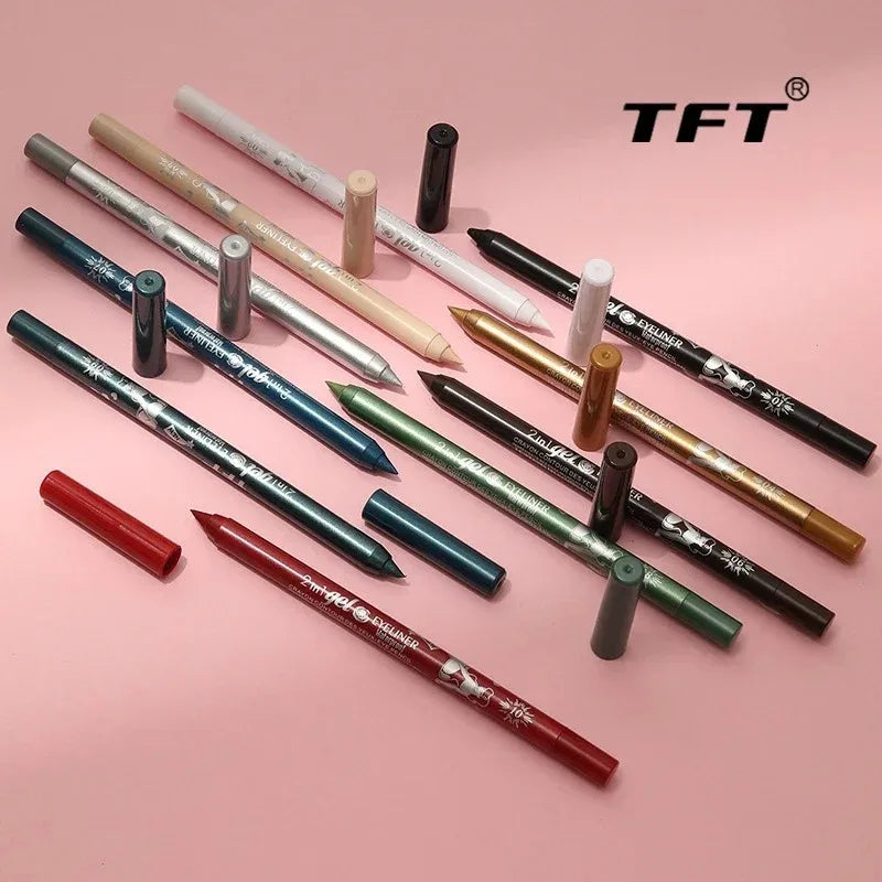 Waterproof Eyeliner Gel Pencil Pigment Brown Black White Glitter