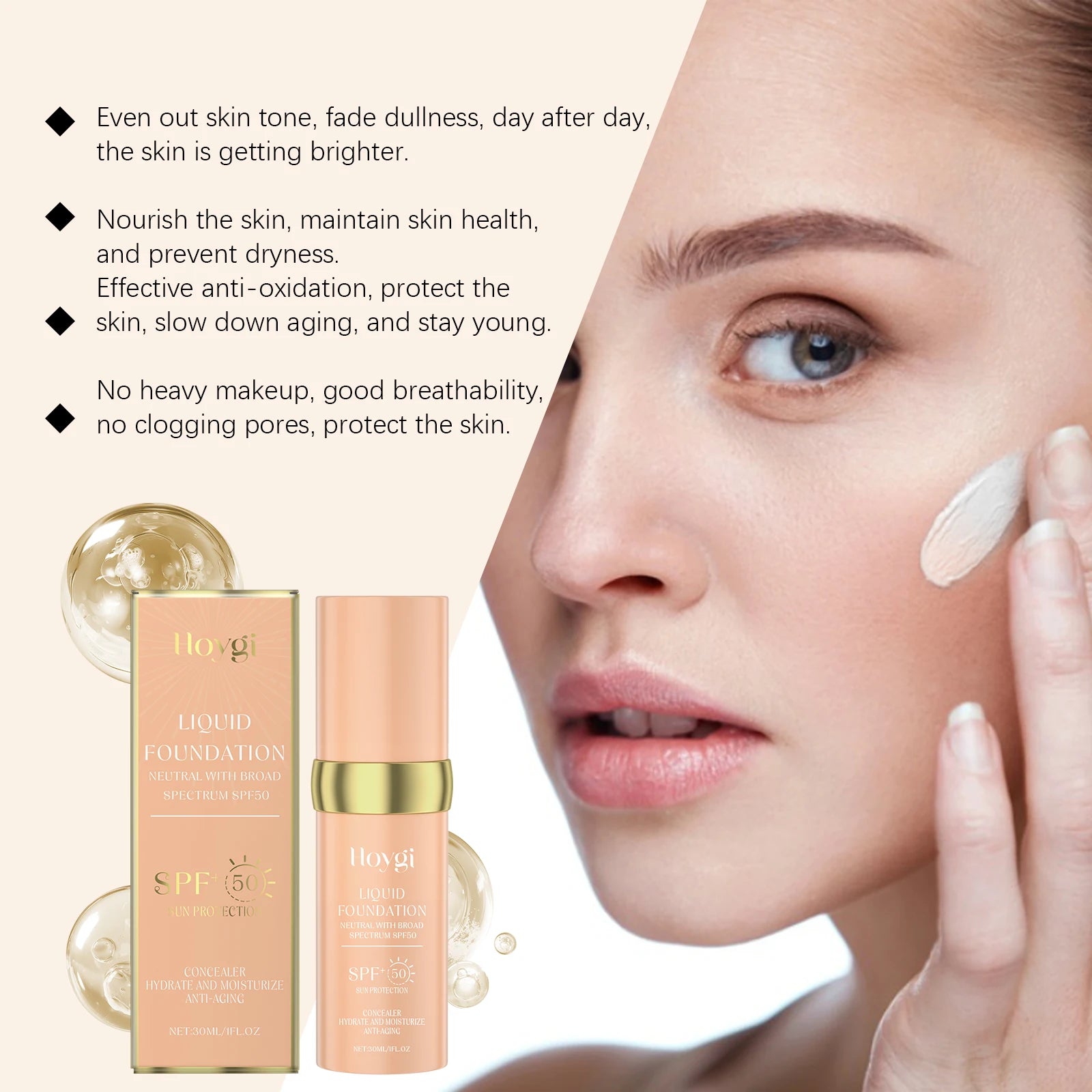 Hoygi SPF 50 Liquid Foundation – High Coverage & Waterproof Liquid Foundation Zpaxo