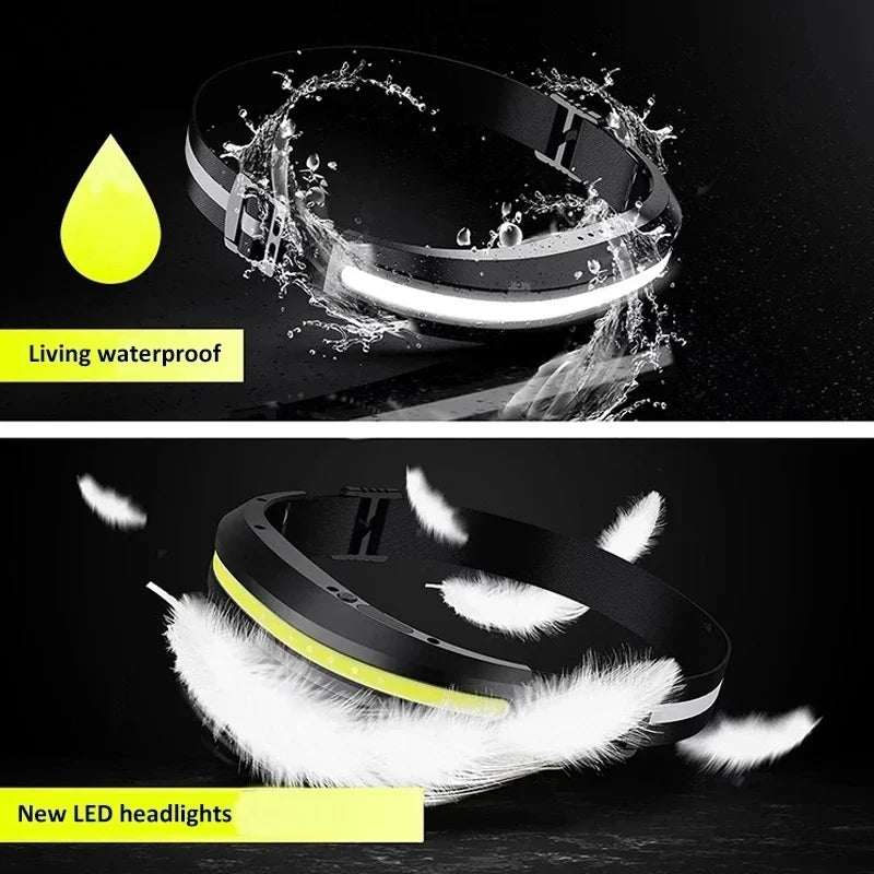 COB LED Headlamp USB Rechargeable – Camping, Hiking & Fishing