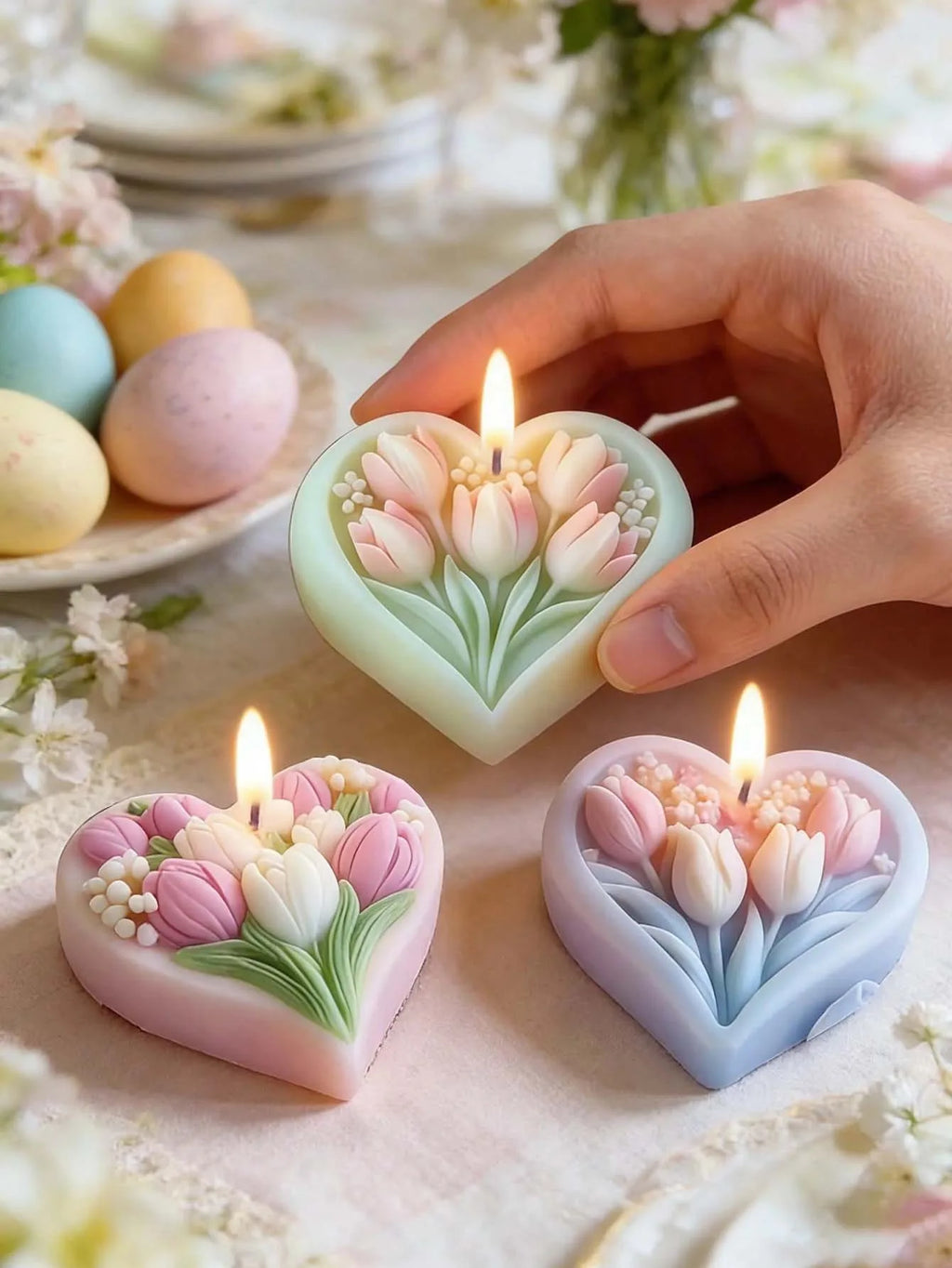 3D Tulip Heart Silicone Mold – Candle, Soap & Resin DIY Silicone Craft Mold Zpaxo