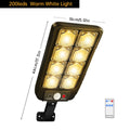 Solar Street Lamp IP65 Waterproof Outdoor Motion Sensor COB LED Zpaxo 200LED-Warm